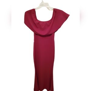 Boohoo Burgandy Mermaid Off the Shoulder Prom Dress Size 6